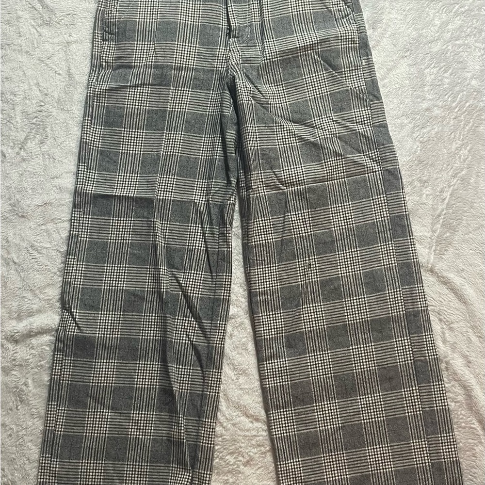 American Eagle Gray Plaid Trousers Relaxed Fit